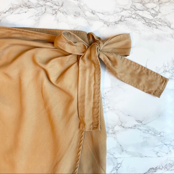 The Drop Tan Wrap Side-Tie Knee-Length Skirt XS - Picture 4 of 9